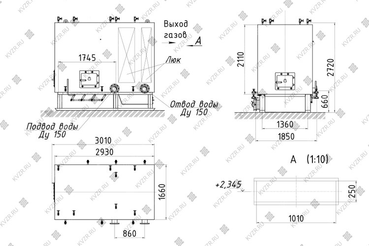 Котел КВм 1.86 с РПК чертеж